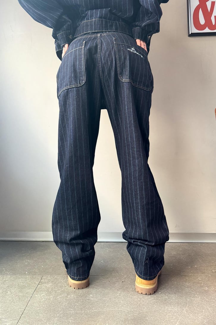 Çizgili Denim Takım