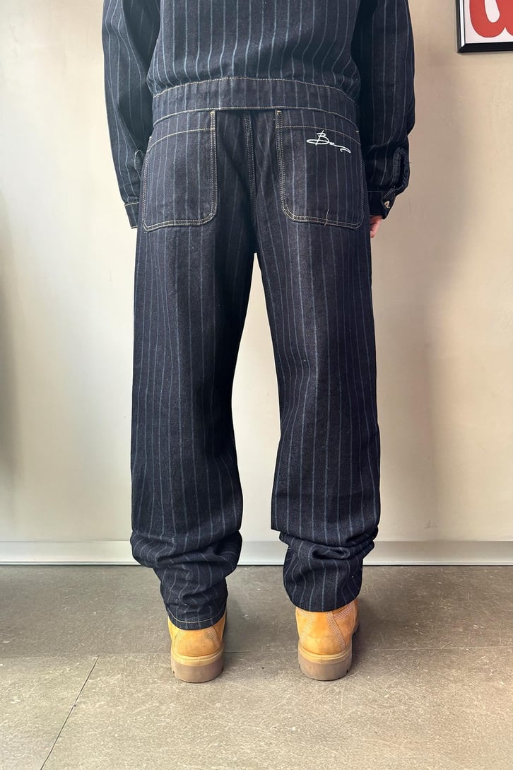 Çizgili Denim Takım
