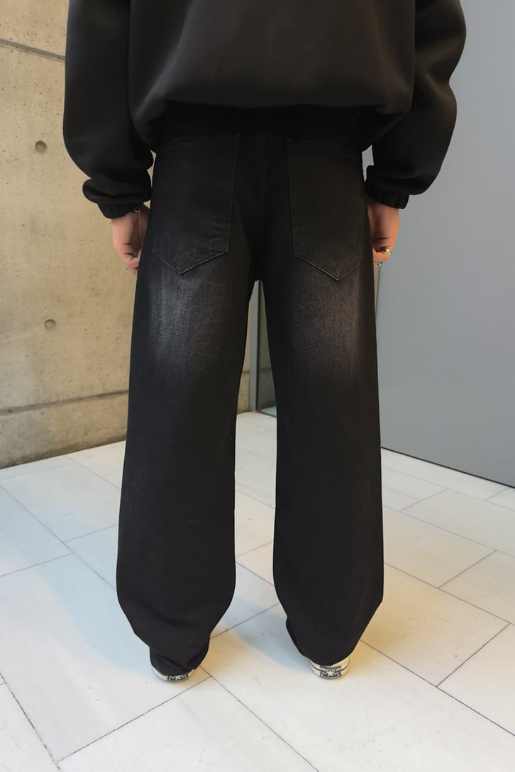 Çizgili Eksitmeli Baggy Fit Jean