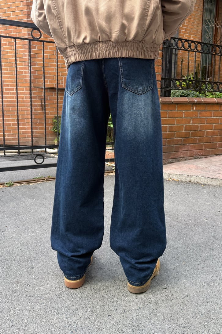 Çizgili Eksitmeli Baggy Jean