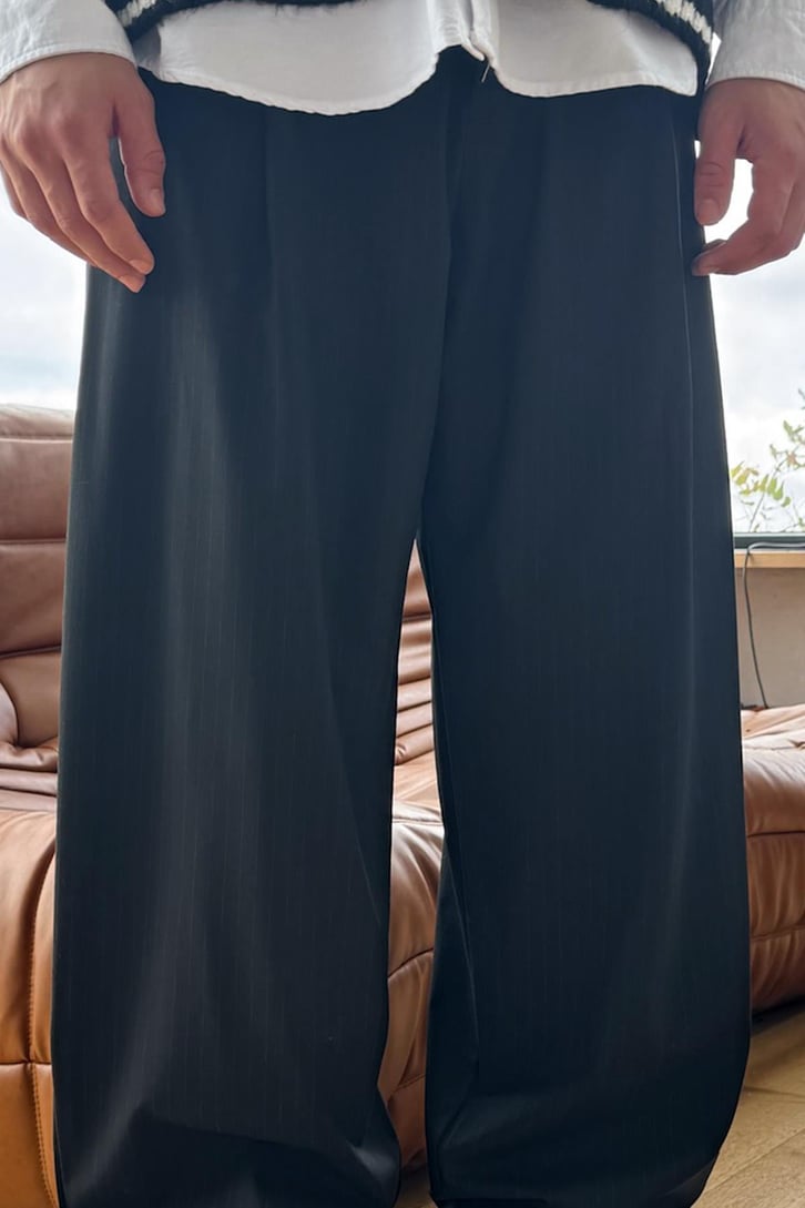 Çizgili Ekstra Baggy Kumaş Pantolon