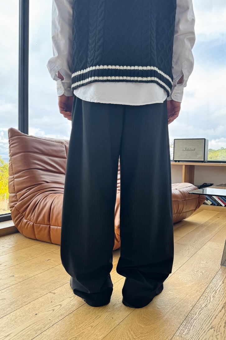 Çizgili Ekstra Baggy Kumaş Pantolon