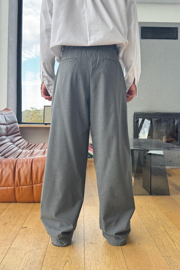 Çizgili Ekstra Baggy Kumaş Pantolon