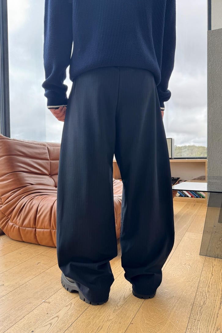 Çizgili Ekstra Baggy Kumaş Pantolon
