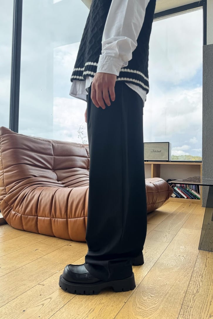 Çizgili Ekstra Baggy Kumaş Pantolon