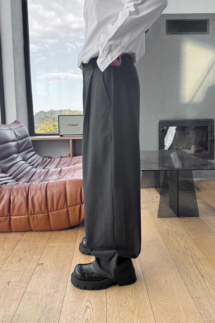 Çizgili Ekstra Baggy Kumaş Pantolon