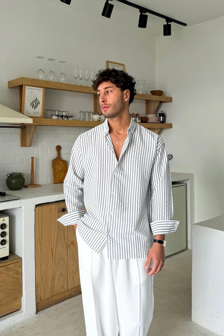 Çizgili Oversize Gömlek