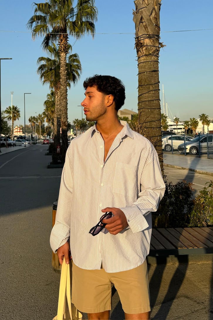 Çizgili Oversize Gömlek