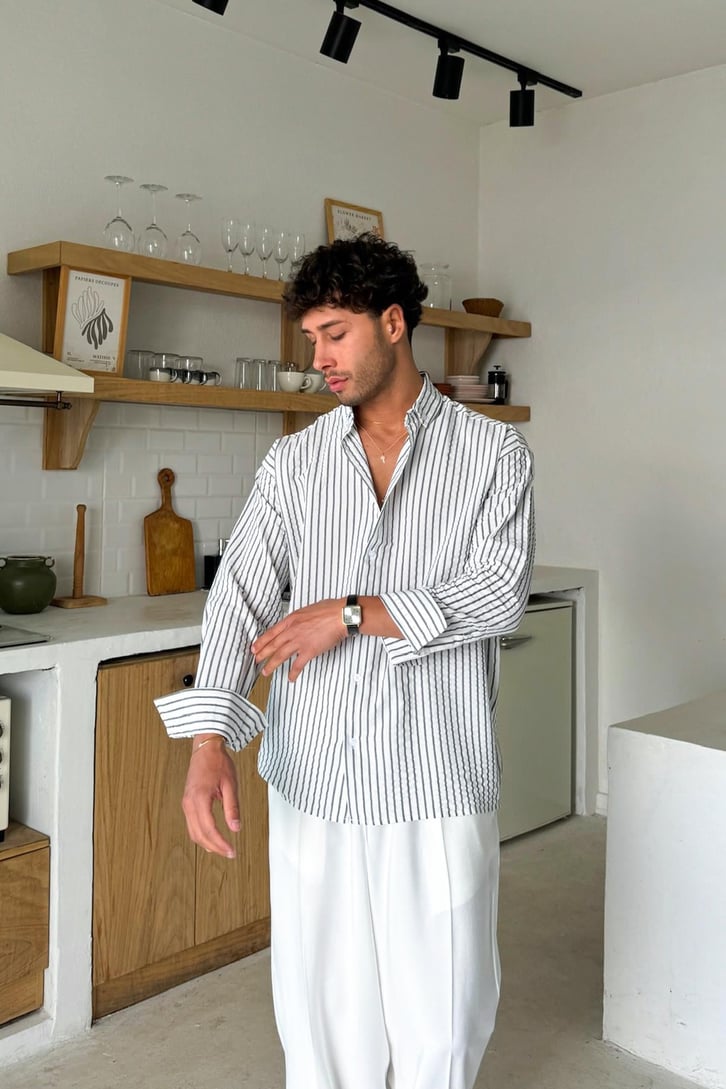 Çizgili Oversize Gömlek