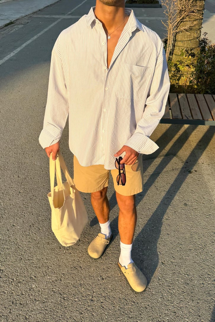 Çizgili Oversize Gömlek