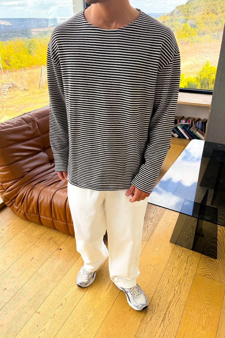 Çizgili Oversize Sweatshirt