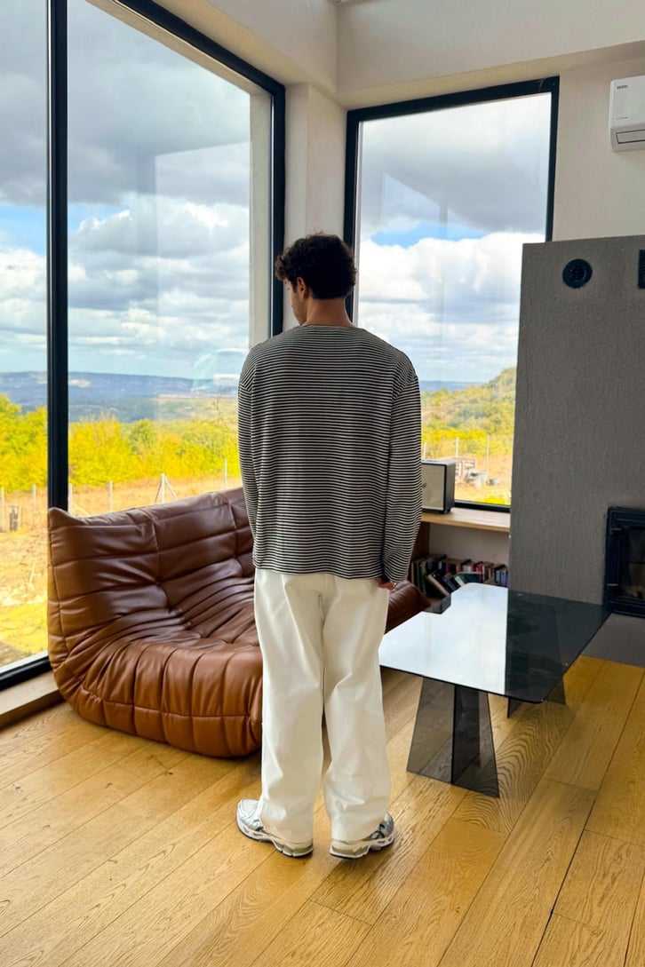 Çizgili Oversize Sweatshirt