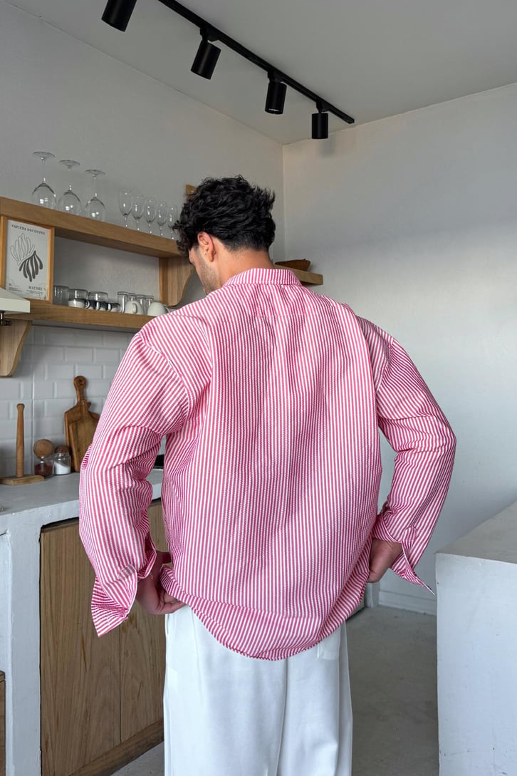 Çizgili Oversize Uzun Kol Gömlek