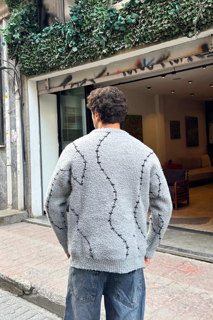 Çizgili Peluş Kazak