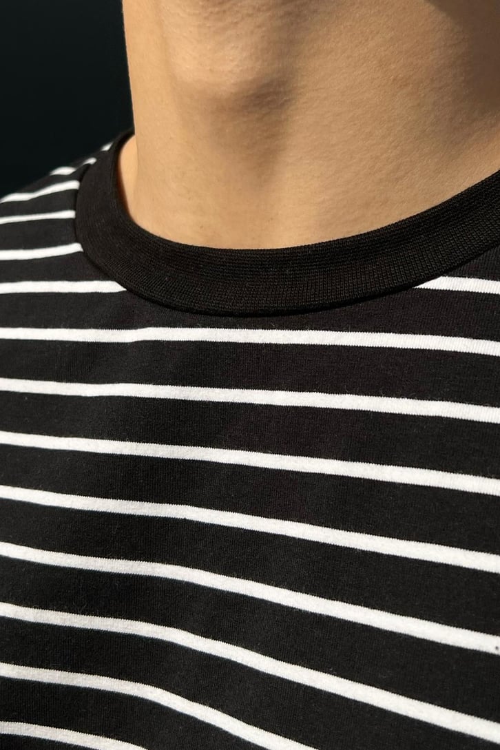 Çizgili Siyah Oversize Tshirt