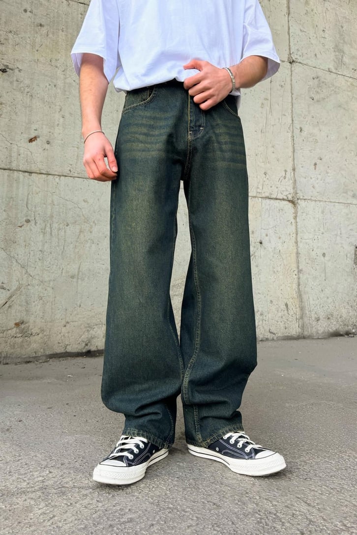 Çizgili Super Baggy Jean