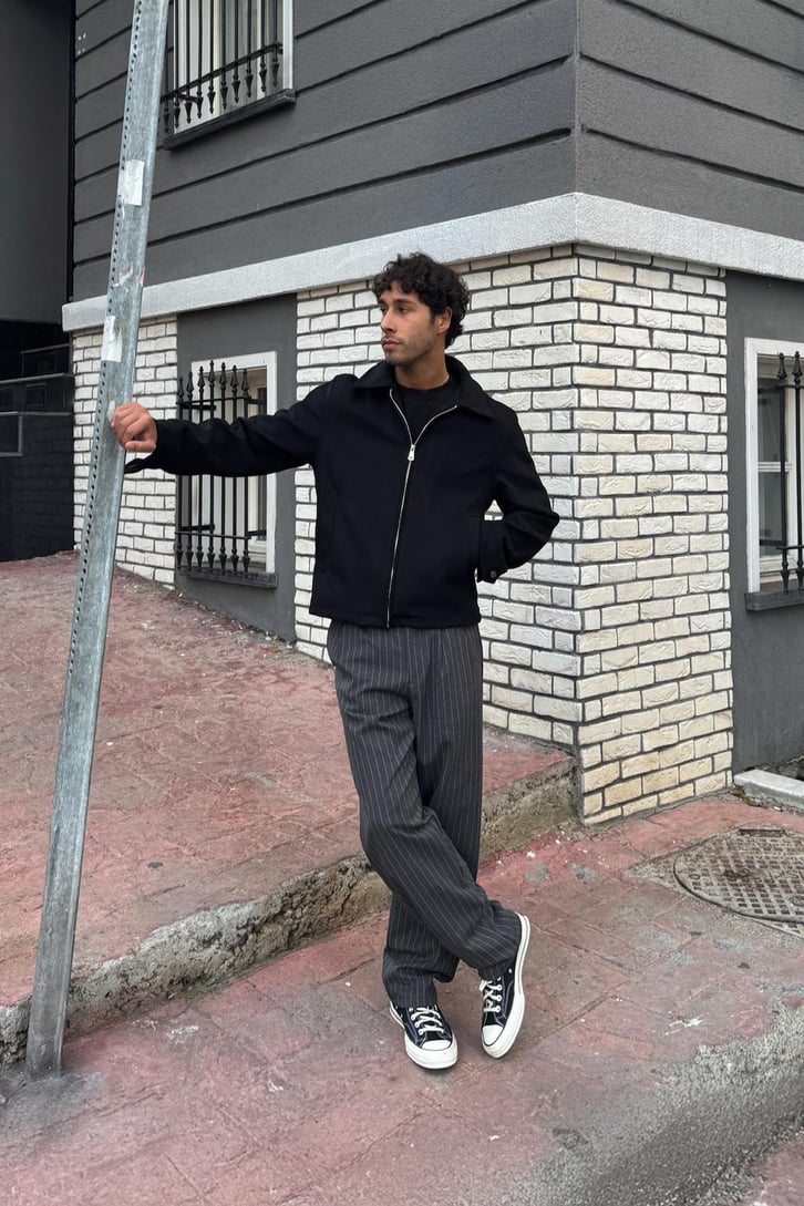 Çizgili Vintage Kumaş Pantolon