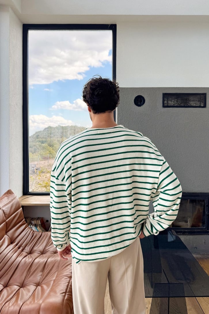Çizgili Yırtık Model Sweat