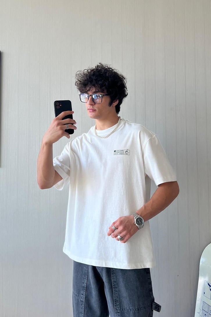 Coffee Shop Velvet Flock Oversize Tişört