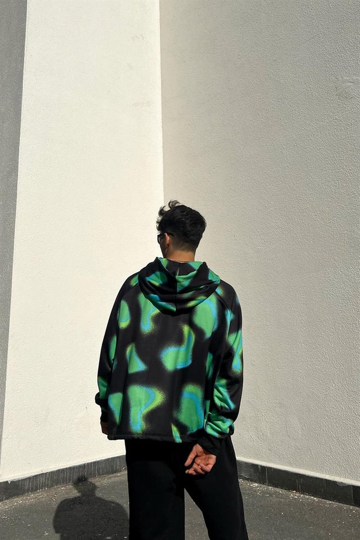 Colored Shape Siyah İçi Pamuklu Oversize Hoodie