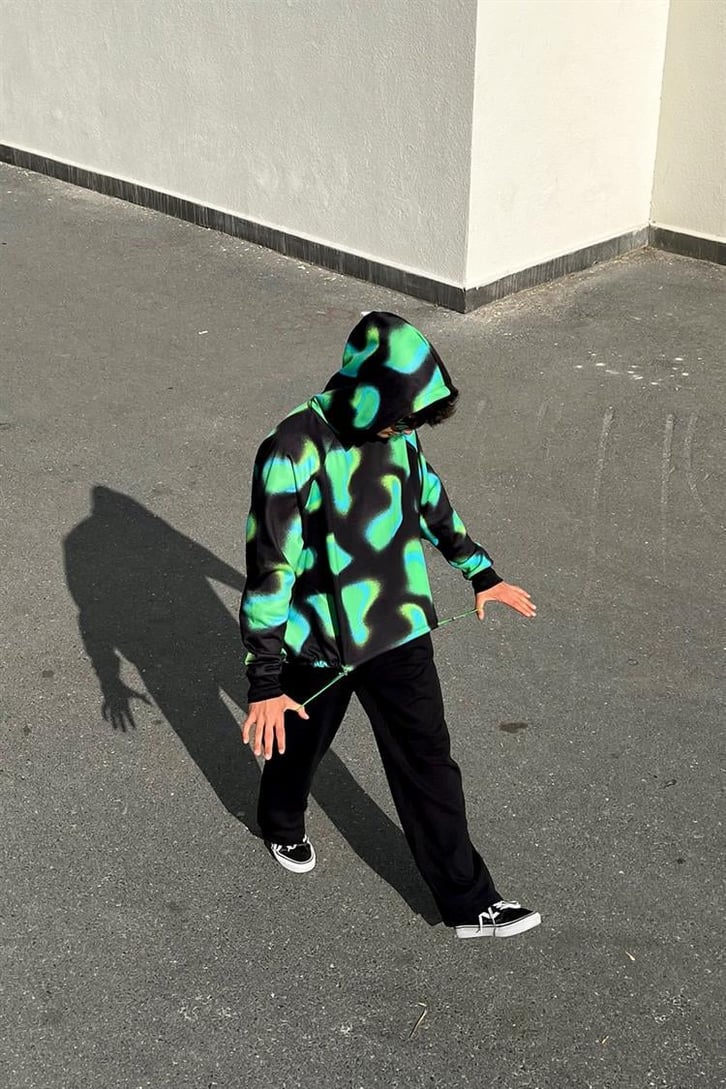 Colored Shape Siyah İçi Pamuklu Oversize Hoodie