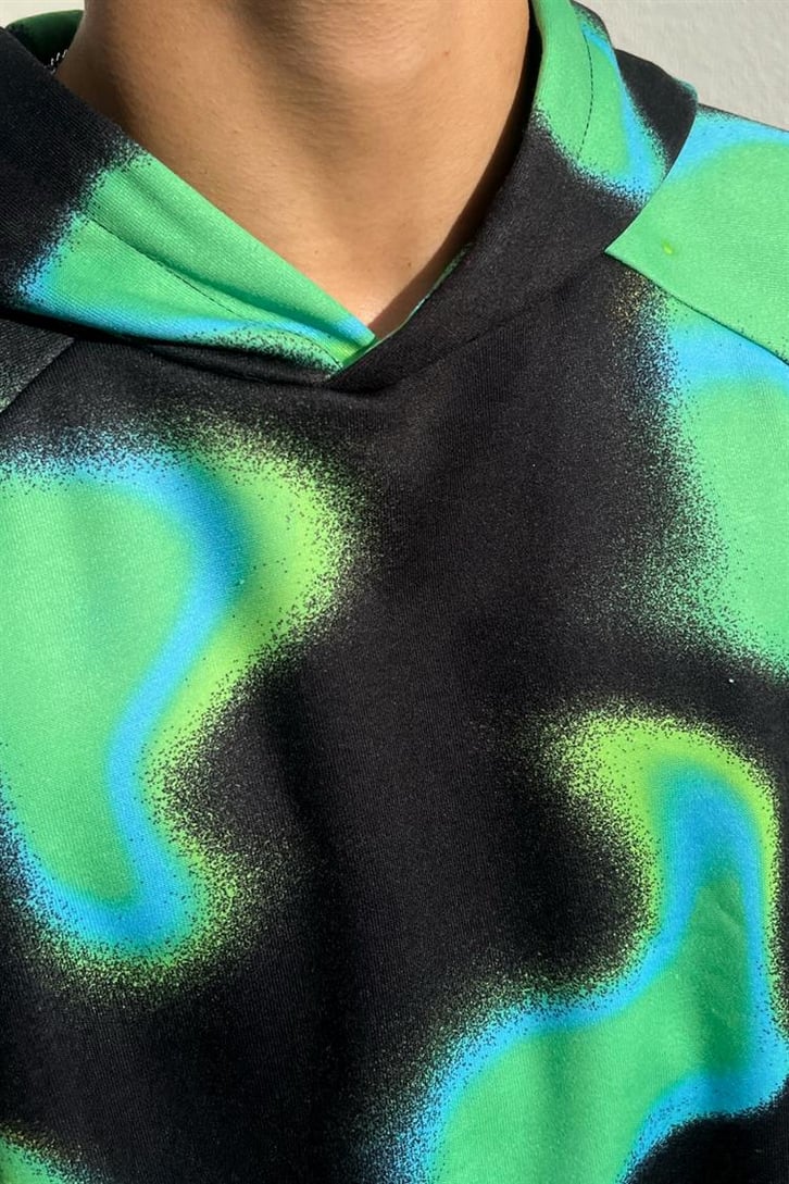 Colored Shape Siyah İçi Pamuklu Oversize Hoodie