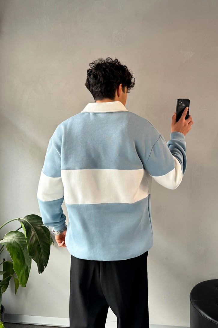 Confident Nakışlı Düğmeli Oversize Sweatshirt
