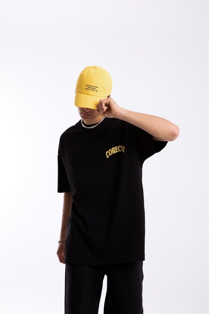 Corecvry Baskılı Siyah Oversize Tişört