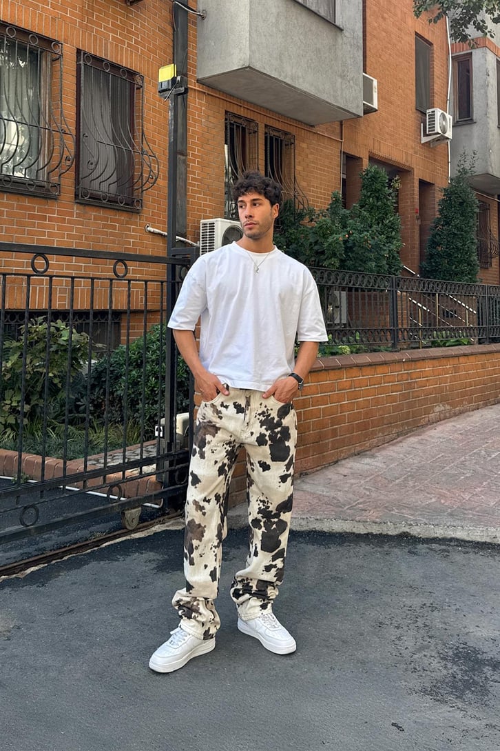 Cow Desen Regular Pantolon