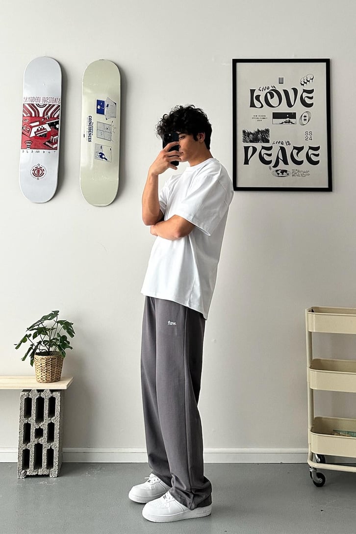 Cozy Boy Ayarlanabilir Paça Nakışlı Füme Eşofman Altı