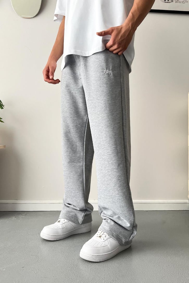 Cozy Boy Ayarlanabilir Paça Nakışlı Gri Melanj Eşofman Altı