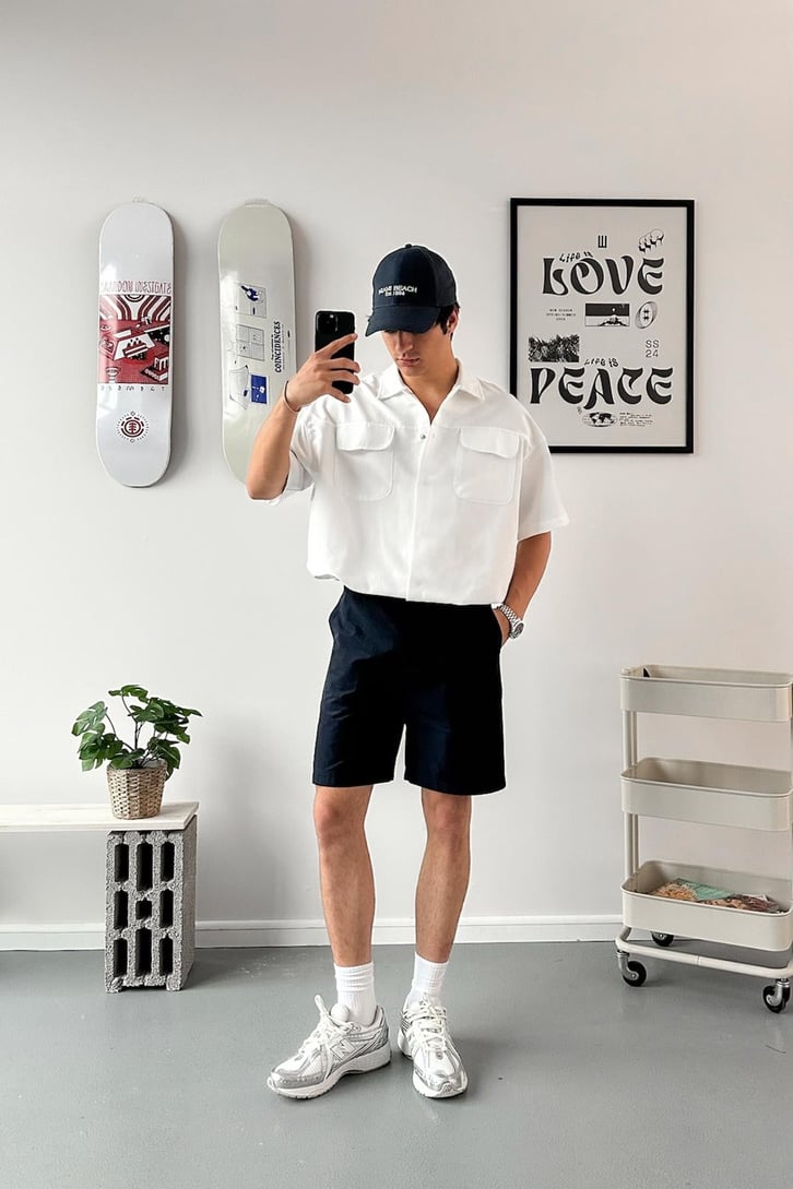 Cozy Boy Kısa Kol Beyaz Oversize Gömlek