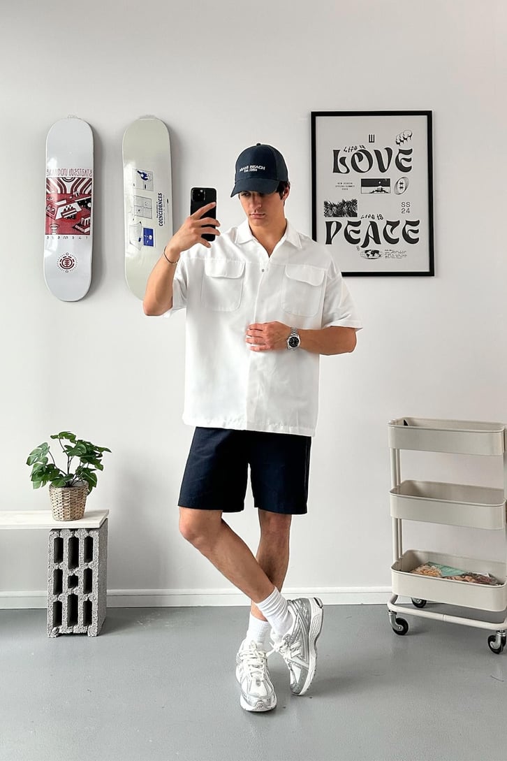 Cozy Boy Kısa Kol Beyaz Oversize Gömlek
