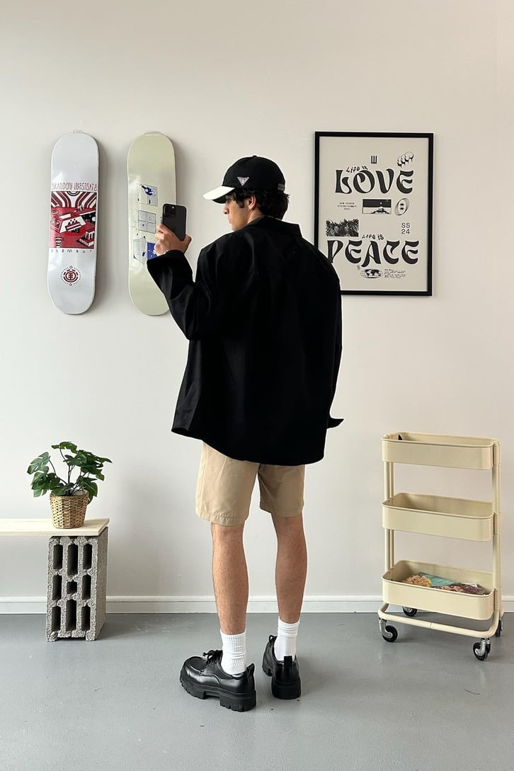 Cozy Boy Old Money Siyah Uzun Kol Gömlek