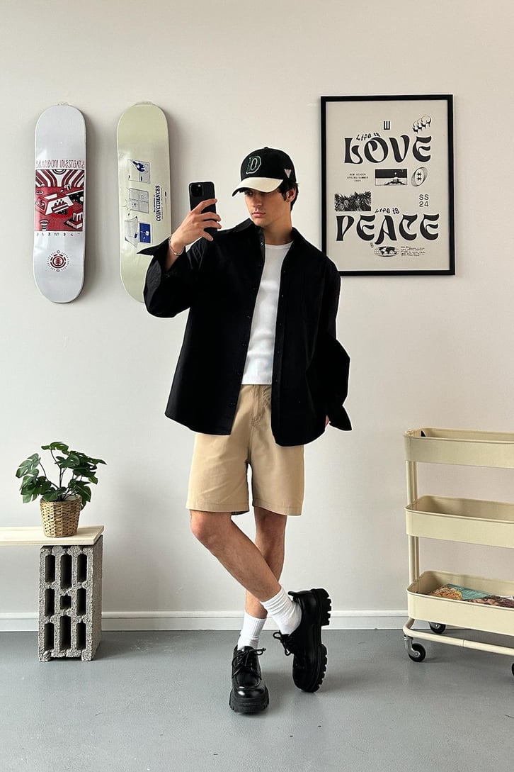 Cozy Boy Old Money Siyah Uzun Kol Gömlek