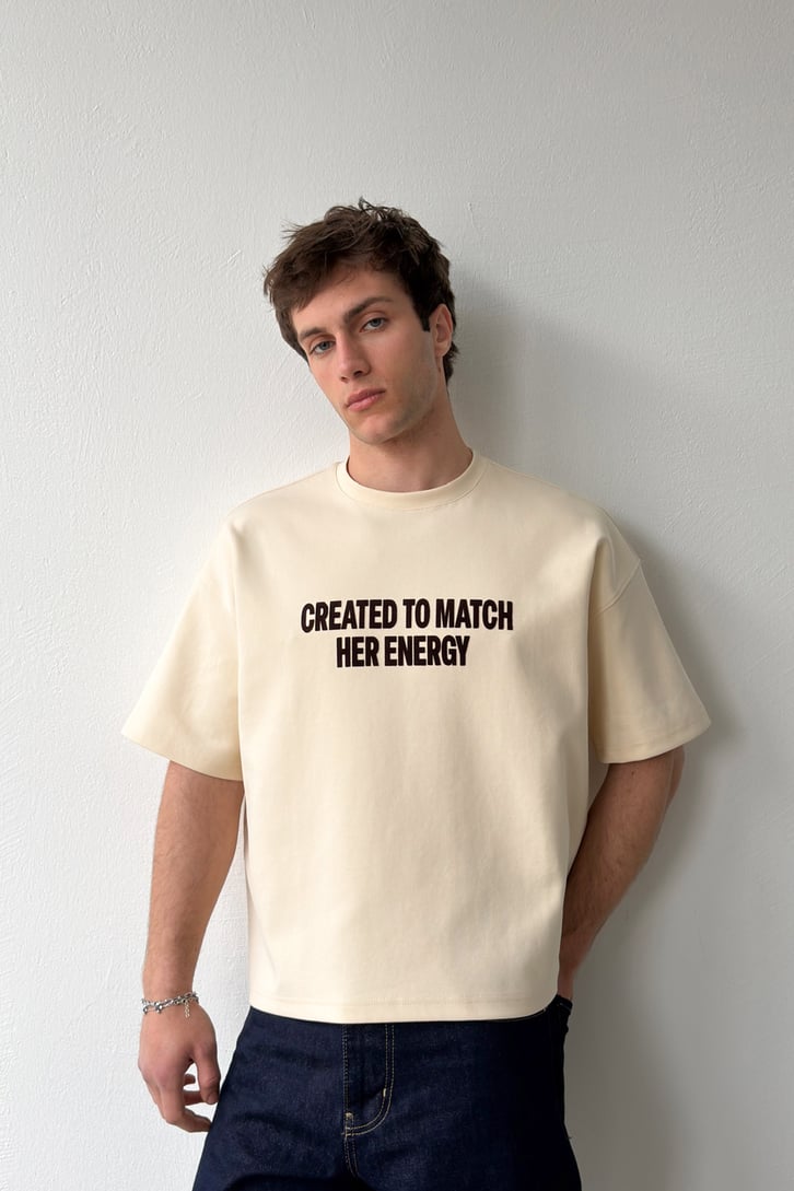 Created To Match Nakışlı Crop Tişört