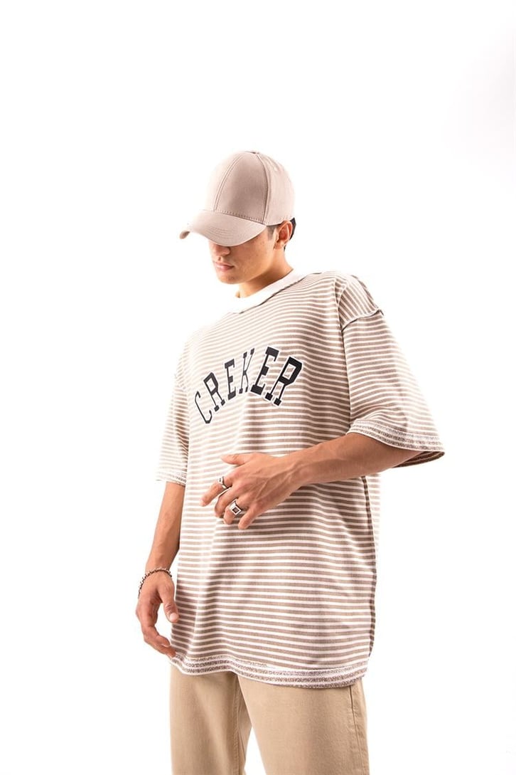 Creker Nakışlı Çizgili Oversize