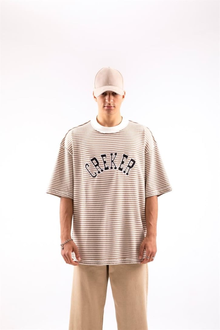 Creker Nakışlı Çizgili Oversize