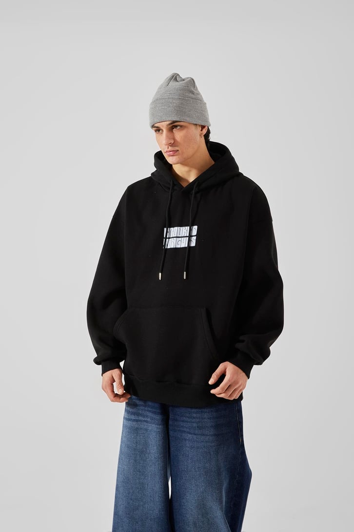 Crooked Tongues Baskılı Oversize Hoodie