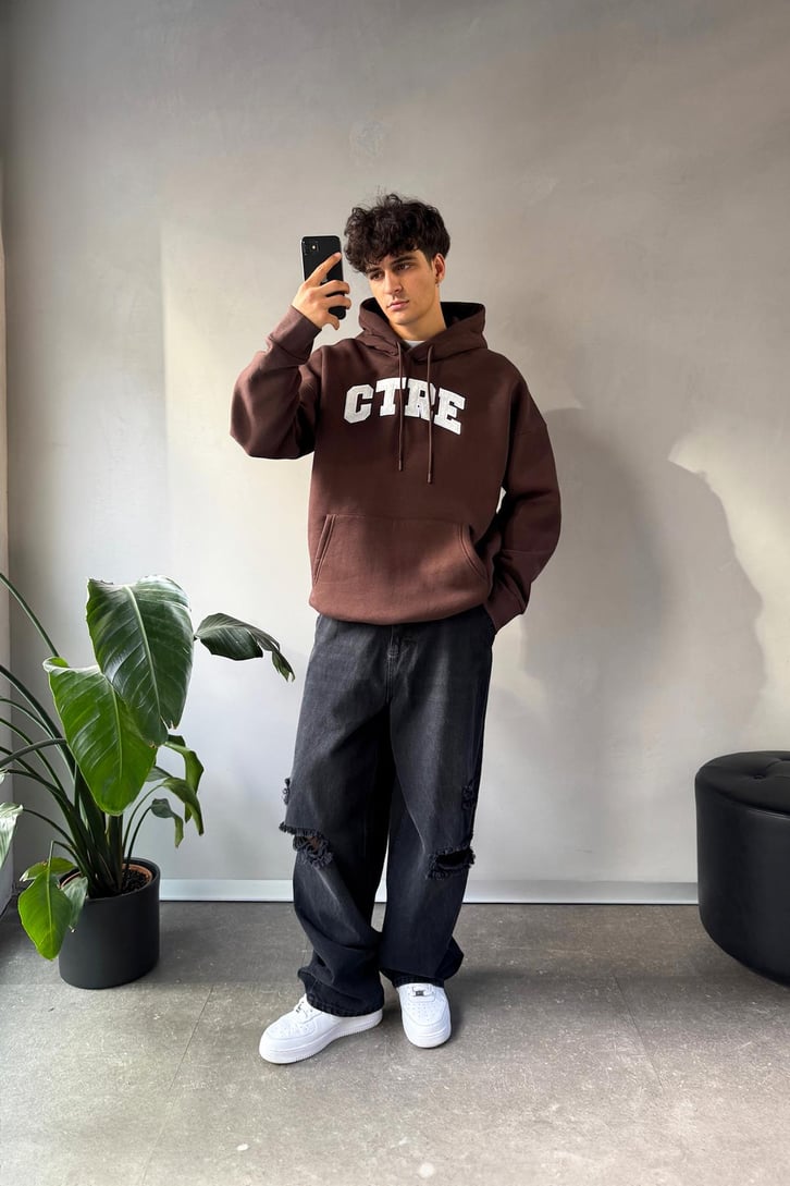 CTRE Nakışlı Oversize Hoodie