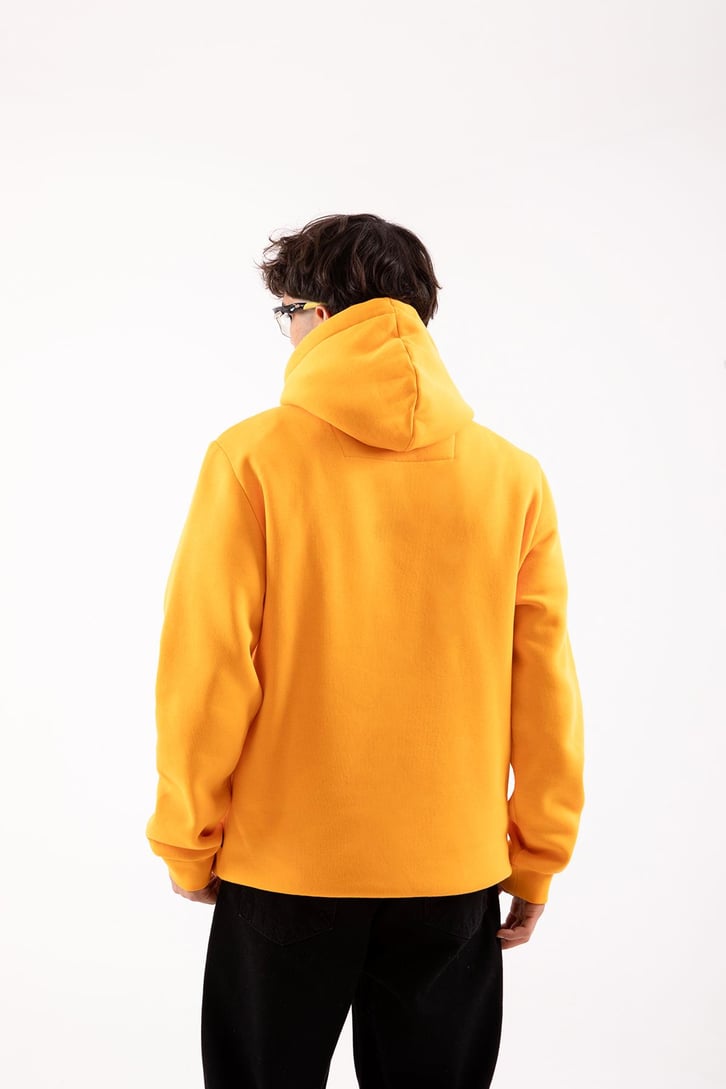 Daily Baskılı Hardal Oversize Hoodie