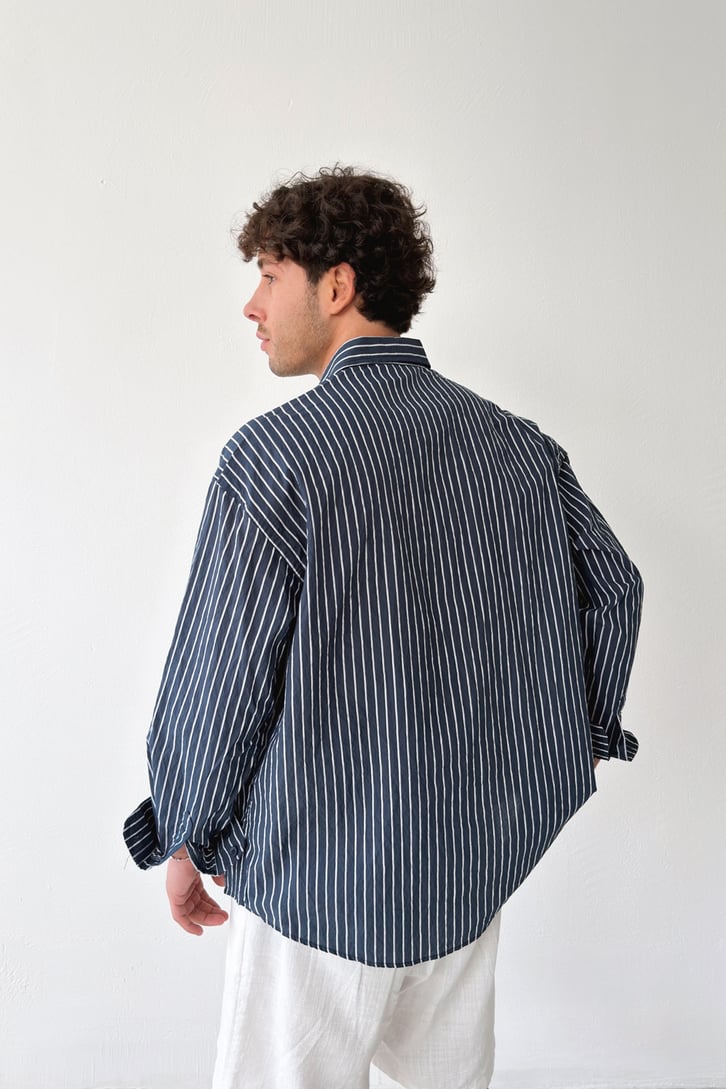 Daily Nakışlı Çizgili Oversize Gömlek