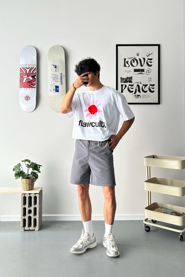 Daisy Baskılı Oversize Tişört