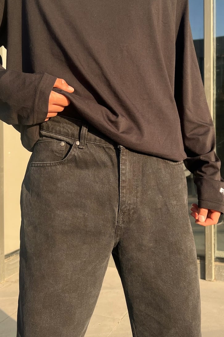 Dama Desenli Antrasit Baggy Jean
