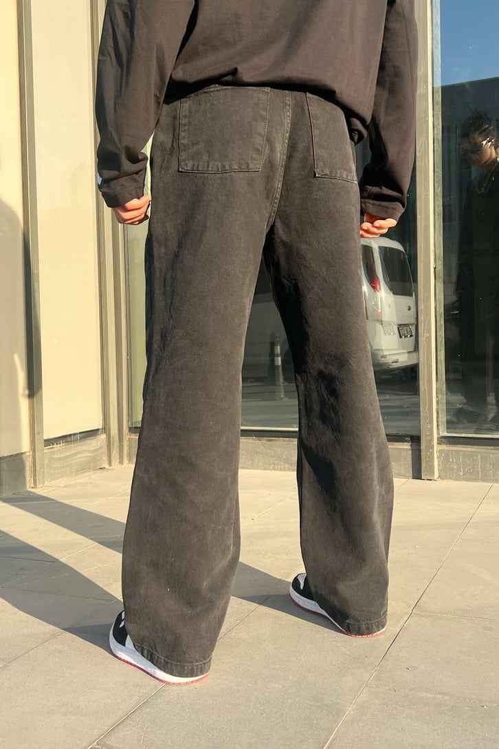 Dama Desenli Antrasit Baggy Jean