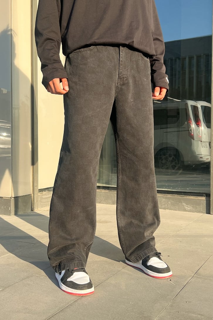 Dama Desenli Antrasit Baggy Jean
