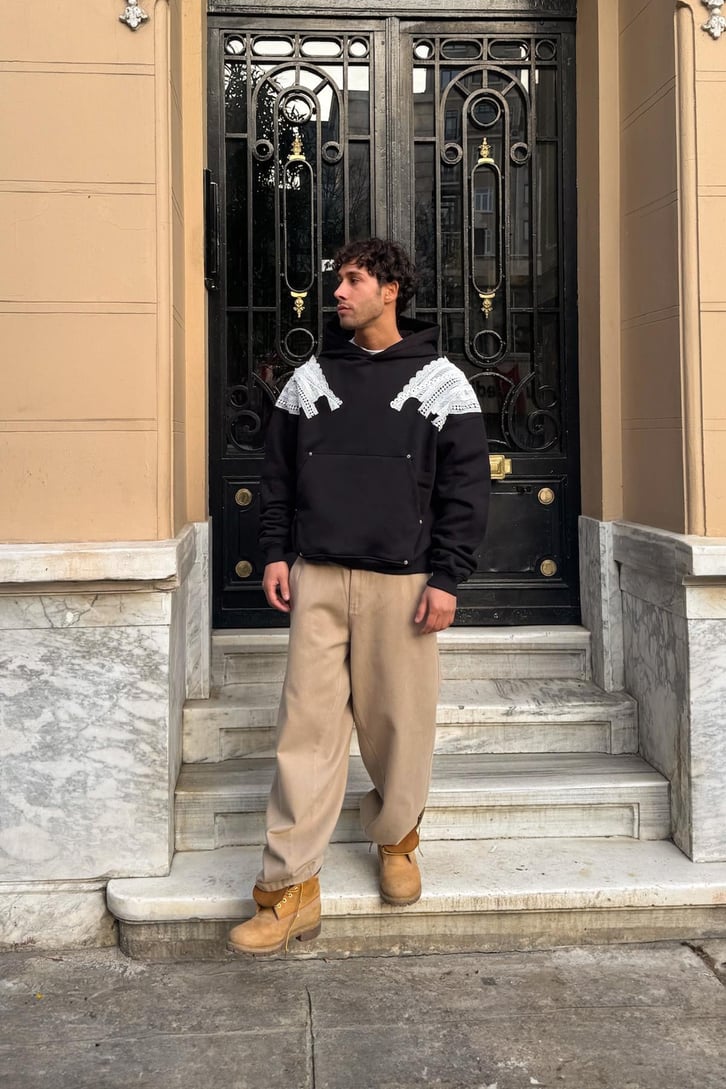 Dantel Nakışlı Hoodie