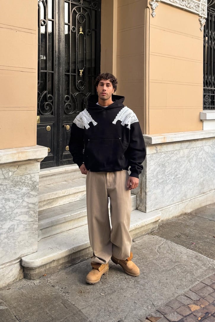 Dantel Nakışlı Hoodie