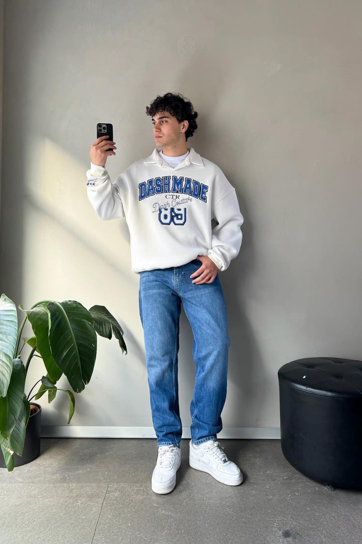 Dash Made Nakışlı Polo Yaka Sweatshirt
