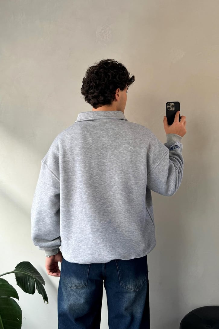 Dash Made Nakışlı Polo Yaka Sweatshirt
